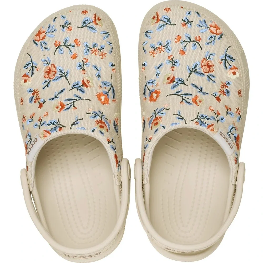 Crocs Classic Crafted Crafted Canvas Floral White Frappe Clog Women's Size 9